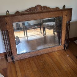 Antique mirror and coat tree