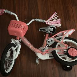 Naipo 14Inch Kids Bike for 3 -8 Years Girls Boys with Handbrake 14" Children Princess Bicycle with Training Wheels Basket Streamer Toddler Cycle Bikes