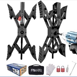 Camper X-Shaped Wheel Chock Stabilizer, 2 Sets RV Stabilizer Wheel Chock Scissor, X Chocks Wheel Stabilizer For Travel Trailer Allow Drill Adjust With