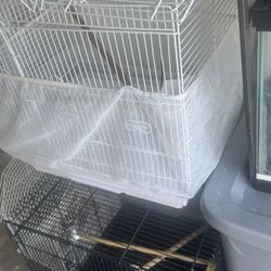 One Medium Size Small Bird Cages, And One Travel Cage