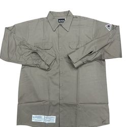Bulwark Excel FR Mens Flame Resistant Long Sleeve Tan Plaid Uniform Shirt XL-REG