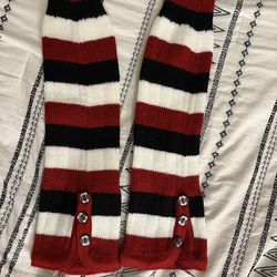 Striped Red, Black & White Women’s Knit Leg Warmers