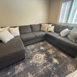 U-shaped Charcoal Grey Couch