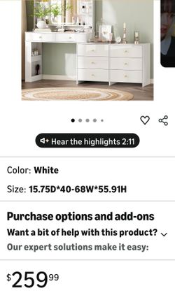 White Vanity Dresser Set Model 522W