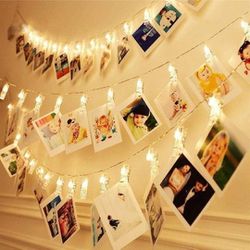 Photo Clip String Lights LED Fairy Clip String Lights Hanging Photo Pictures Battery Operated for Gifts Patio Christmas Bedroom Wedding Birthday Party