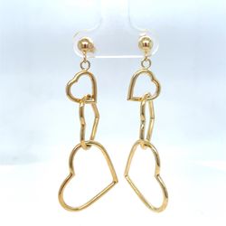 14Kt Yellow Gold Polished Hanging Hearts Earrings 1.90g 200658/25
