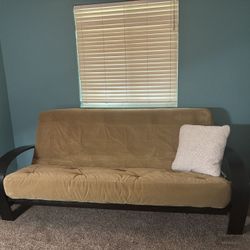Spring Mattress Futon On Wood Frame