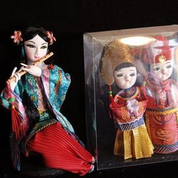 Vintage Multi Cultural Oriental Dolls And Articulate Oriental Dragon All For 1 Price