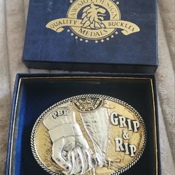 Vintage Bull Riders belt buckle by Award Design Medals