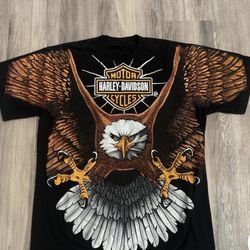 Vintage 1998 Harley Davidson Eagle AOP Size large 