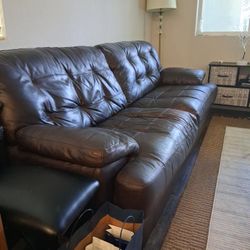 Dark Brown Leather Sofa 