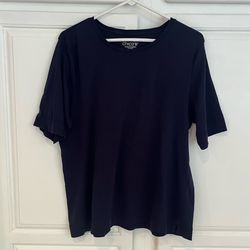 Chico’s Womens XL Navy Blue T Shirt Short Sleeve Pima Cotton Soft Stretch