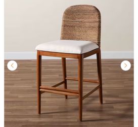 NIB 5 Bali & pari Nadim Modern bohemian Seagrass and Acacia wood counter stool white/natural brown/seagrass