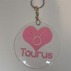 Pink heart handmade zodiac keychain 3 in