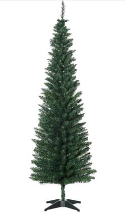 HOMCOM 6' Artificial Pencil Christmas Tree 390 Realistic Branch Tips Green - Brand New in Box