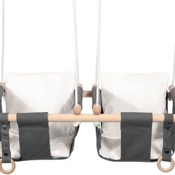 Twin Baby Canvas Swing Double Kids Toddler Hanging Swing