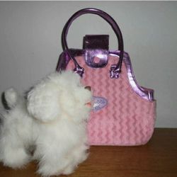 FurReal Friends Walking White Pooch,Puppy Dog  With Pucci Pups Pink Dog Carrier