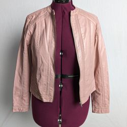 Kate and Mallory Dusty Rose Faux Leather short zip up Jacket - Size Medium.