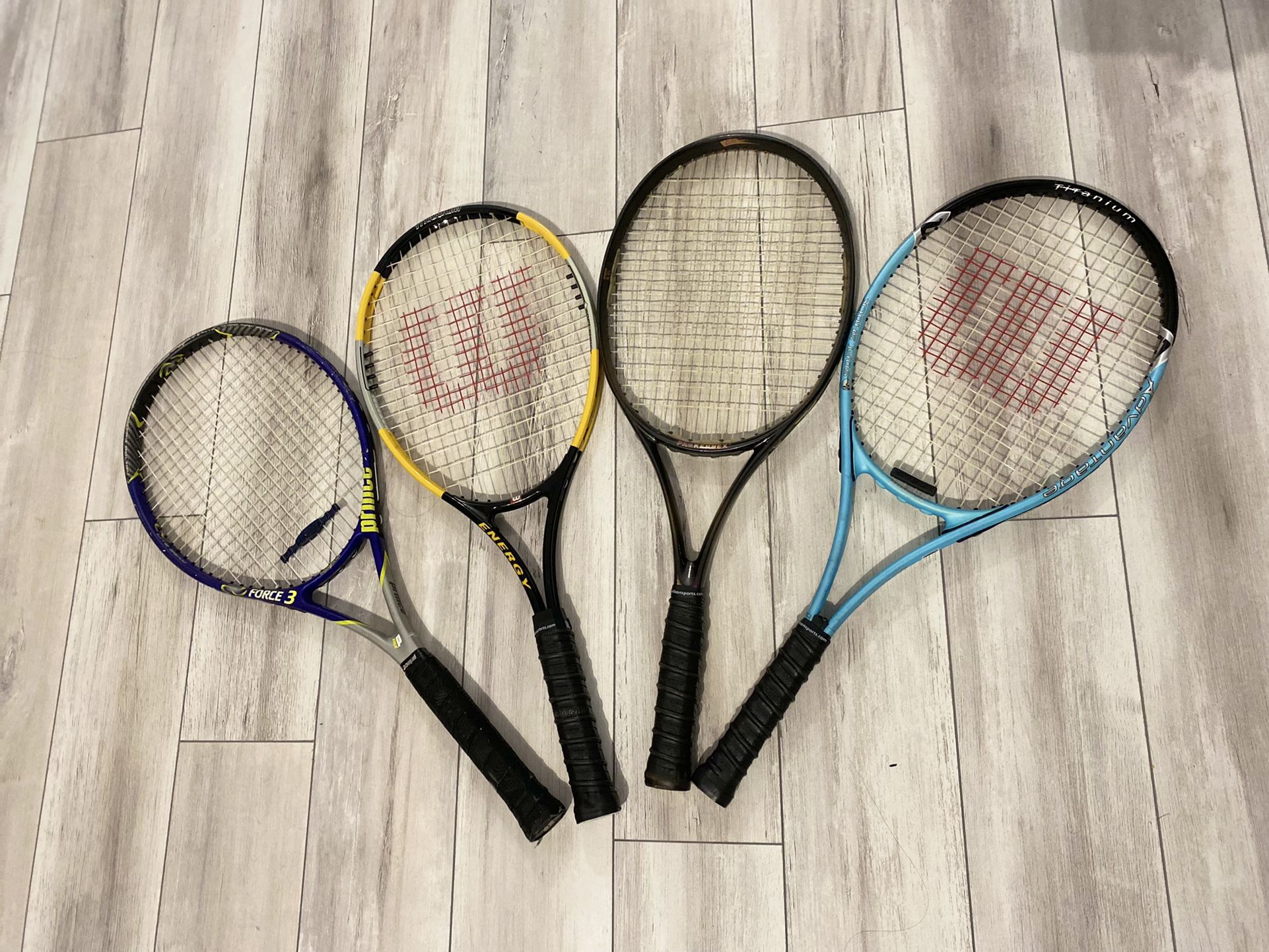 Lot Of 4 Tennis Rackets, Perfect For A Family Or Doubles