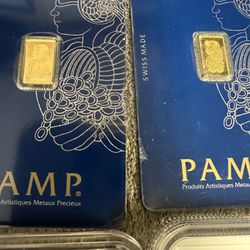 2 Gold 999 Bars PAMP bullion On Card Certified 