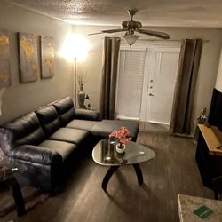 Faux leather Navy Blue Couch & 3 Tables