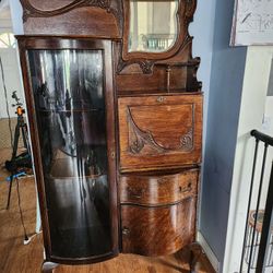 Late 1800s Secretary Desk And Curio Case