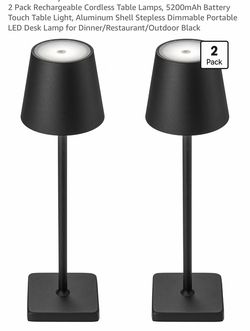 2 Pack Rechargeable Cordless Table Lamps (New)