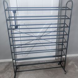 9 Tier Black Steel Shoe Rack Large