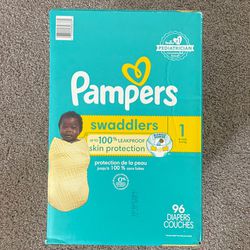 Pampers Swaddlers Diapers, Size 1, 96 Count