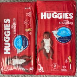 NEW Huggies Diapers (Two Bags) With Two FREE bottles