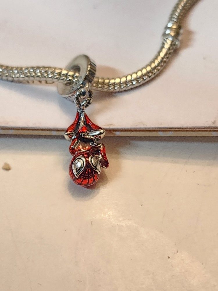 Pandora Bracelet With Spider Man Charm 💯 %silver 9.25