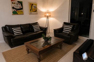 Italian Natuzzi Genuine Leather Living Room Set + FREE Coffee Table & Lamp