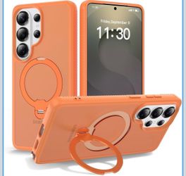 Phone Case for Samsung Galaxy S26 Ultra: Rotatable O-Ring Stand MagSafe-Compatible, Military-Grade Drop Tested, Translucent Matte Silky Touch Anti-Sli