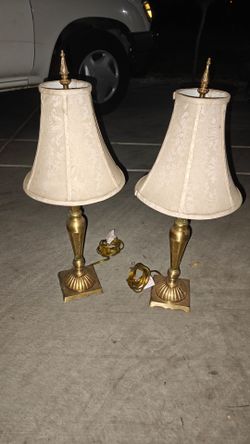 Vintage Brass Table Lamps - Pair (Hollywood Regency)