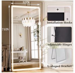 LED Full Length Mirror 71x32 inch Oversized Body Mirrors with Lights