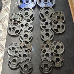 10x 2.5lb, 8x 5lb, 2x 10lb and 2x 25lb Spare Olympic Weight Plates 