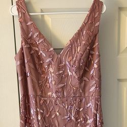 Womens Pink Sequin Gown
