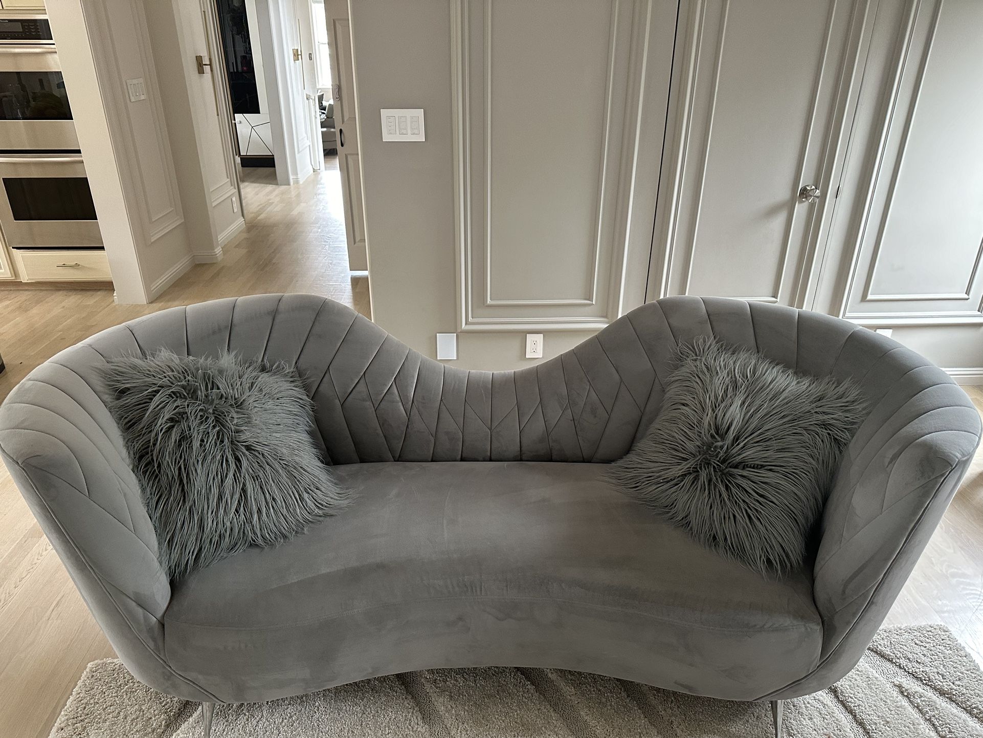 Velvet Grey Sofa 