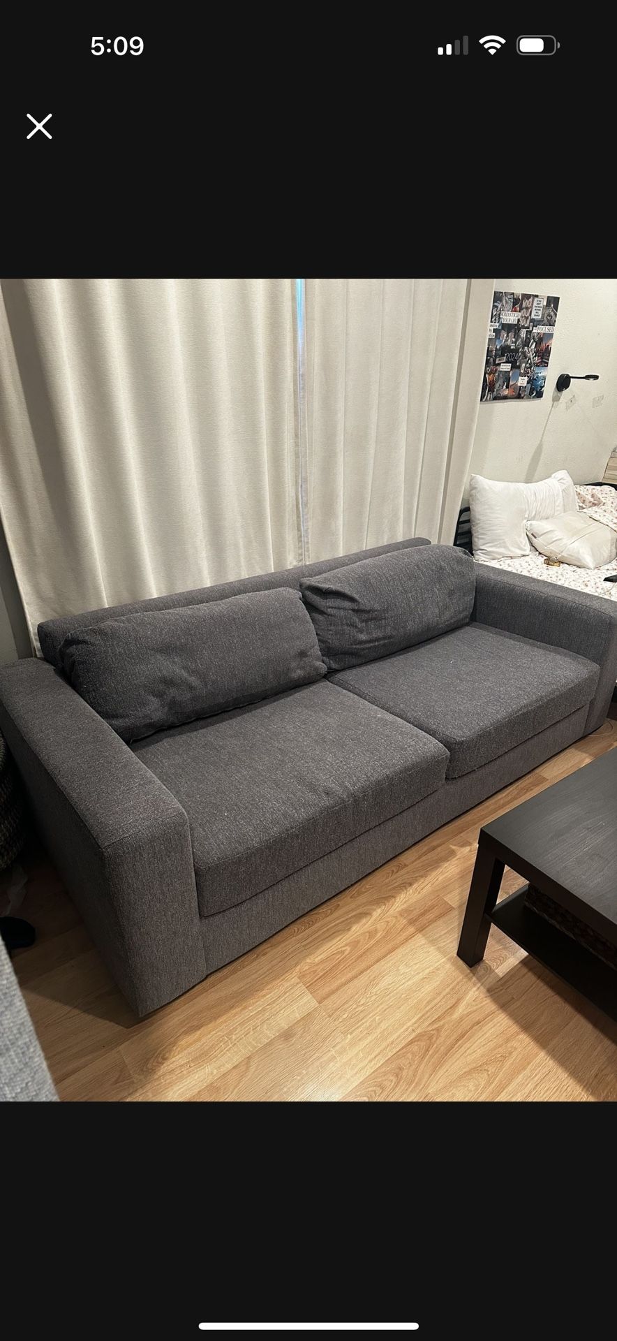 Charcoal Gray West Elm Sofa