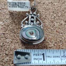 .925 Abalone Oval Faceted Bead Pendant