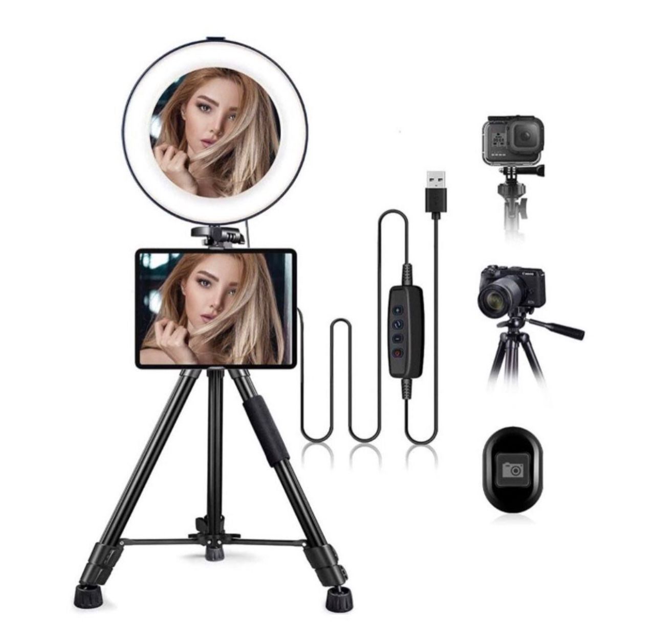 10.2" Selfie Ring Light with Stand & iPad/Phone Holder
