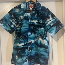 RJC Men's Hawaiian Shirt Turquoise Blue Island Sunset Paradise Aloha RJ-102C-S41 Size: Medium