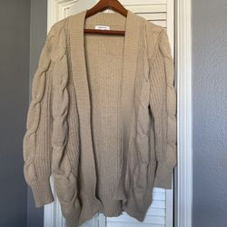 Vigoss Beige Cable Knit Cardigan