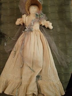 Doll...fabric..tea stained look