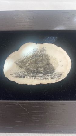 Scrimshaw of the USS CONSTITUTION by Ray Peters