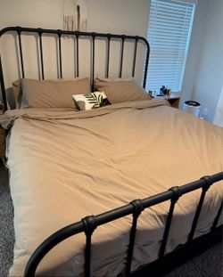 Living spaces metal black king bed frame