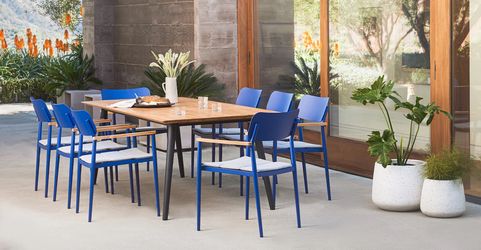 Set Of 4, Article Elan Dining Chair, Cera Gray/Horizon Blue