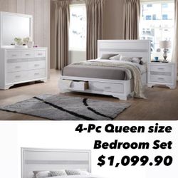 4-Pc Queen Size Bedroom Set. $53 Down Payment