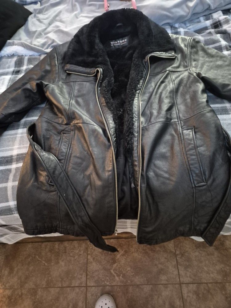 Wilson's furr Lined Leather Coat