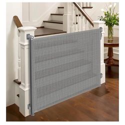 Retractable Baby Gate No Drilling | 54" Wide x 38" Tall Dog Gate for Stairs